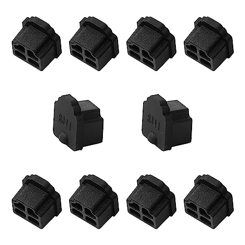 uxcell 10 Pcs RJ11 Anti Dust Plug Cap Rubber Port Cover Stopper Anti Dust Plug Protector for RJ11 Plug Connectors Telephones Black - Image 1