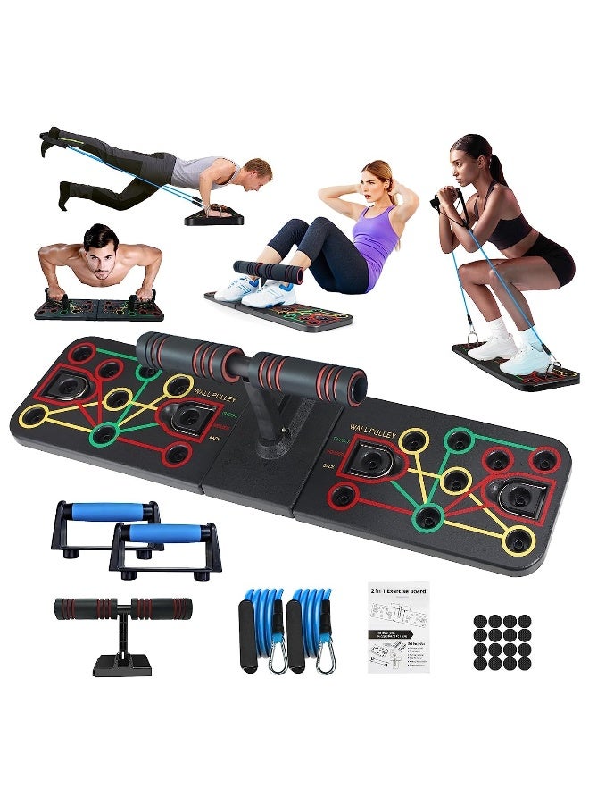 Generic Push Up Board with Sit up Stand. Multi-Functional Push Up Bar with Resistance Bands, Portable Home Gym, Strength Training Equipment, Push Up Handles for Perfect Push up, Home Fitness for Men and Women - Image 1