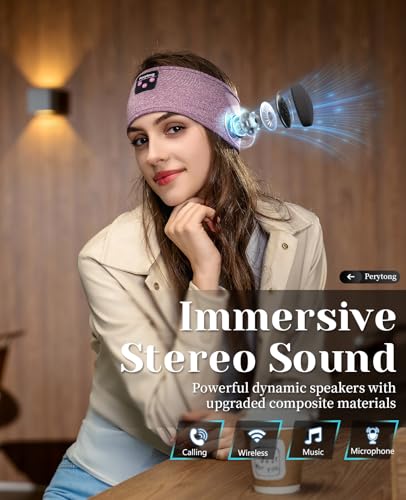Perytong Sleep Headphones Bluetooth 5.4 Headband, Wireless Headband Headphones for Sleeping, Running, Yoga, Fitness, Travel, Meditation, Suitable for Side Sleepers, Gift for Men Women, Tech Gadgets - Image 2
