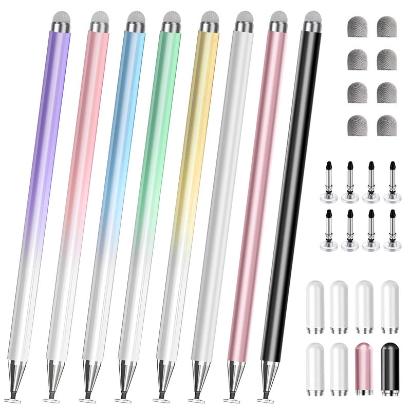 AmberVec Stylus Pen for Touchscreen, 2 in 1 Stylists Pens Compatible with All Touch Screens Devices, Tablets, iPhone, iPad, Android, Computer, Laptop, Fine Disc Tip Drawing Styluses [8 Pack] - Image 1