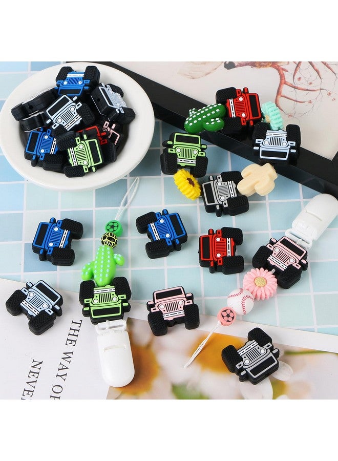 إيفر ماركت 12 قطعة من خرز السيليكون على شكل شاحنة، خرز سيليكون بؤري على شكل سيارات من إيفر ماركت للأقلام، خرز سيليكون لطيف على شكل شاحنة بكميات كبيرة، خرز فاصل مطاطي فضفاض لصنع سلسلة المفاتيح والقلادات والأساور وحبال الحبال - Image 3