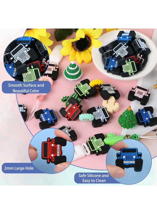 إيفر ماركت 12 قطعة من خرز السيليكون على شكل شاحنة، خرز سيليكون بؤري على شكل سيارات من إيفر ماركت للأقلام، خرز سيليكون لطيف على شكل شاحنة بكميات كبيرة، خرز فاصل مطاطي فضفاض لصنع سلسلة المفاتيح والقلادات والأساور وحبال الحبال - Image 4