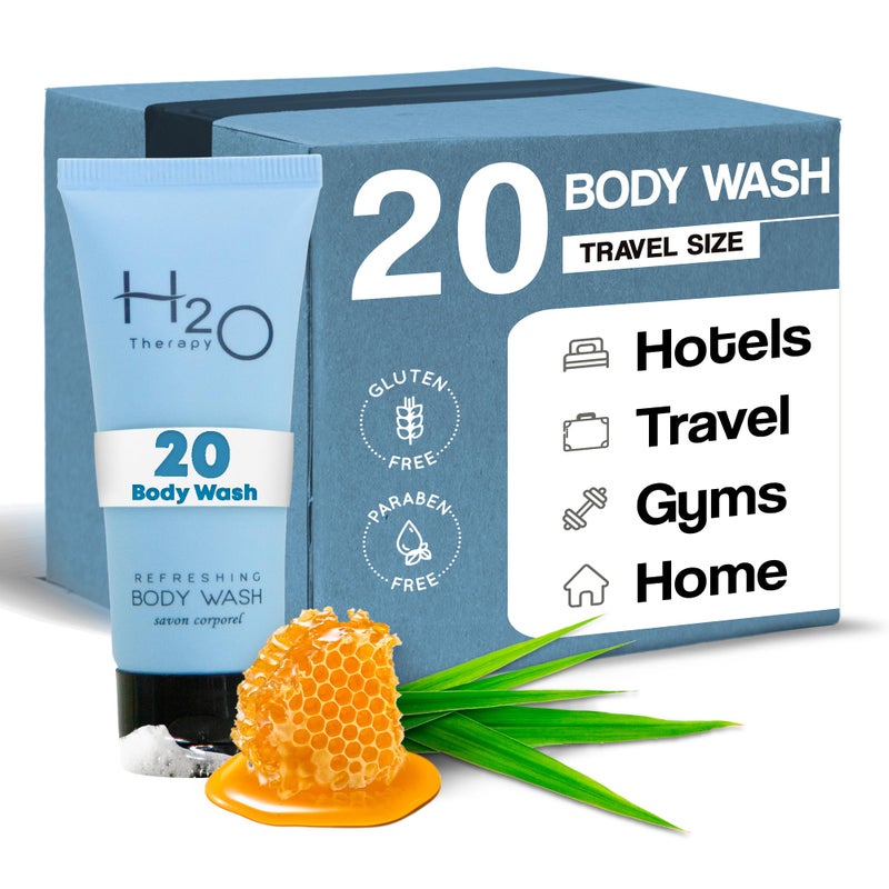 H2O Therapy Body Wash Soap Travel Size Hotel Hospitality 085 oz Case of 20