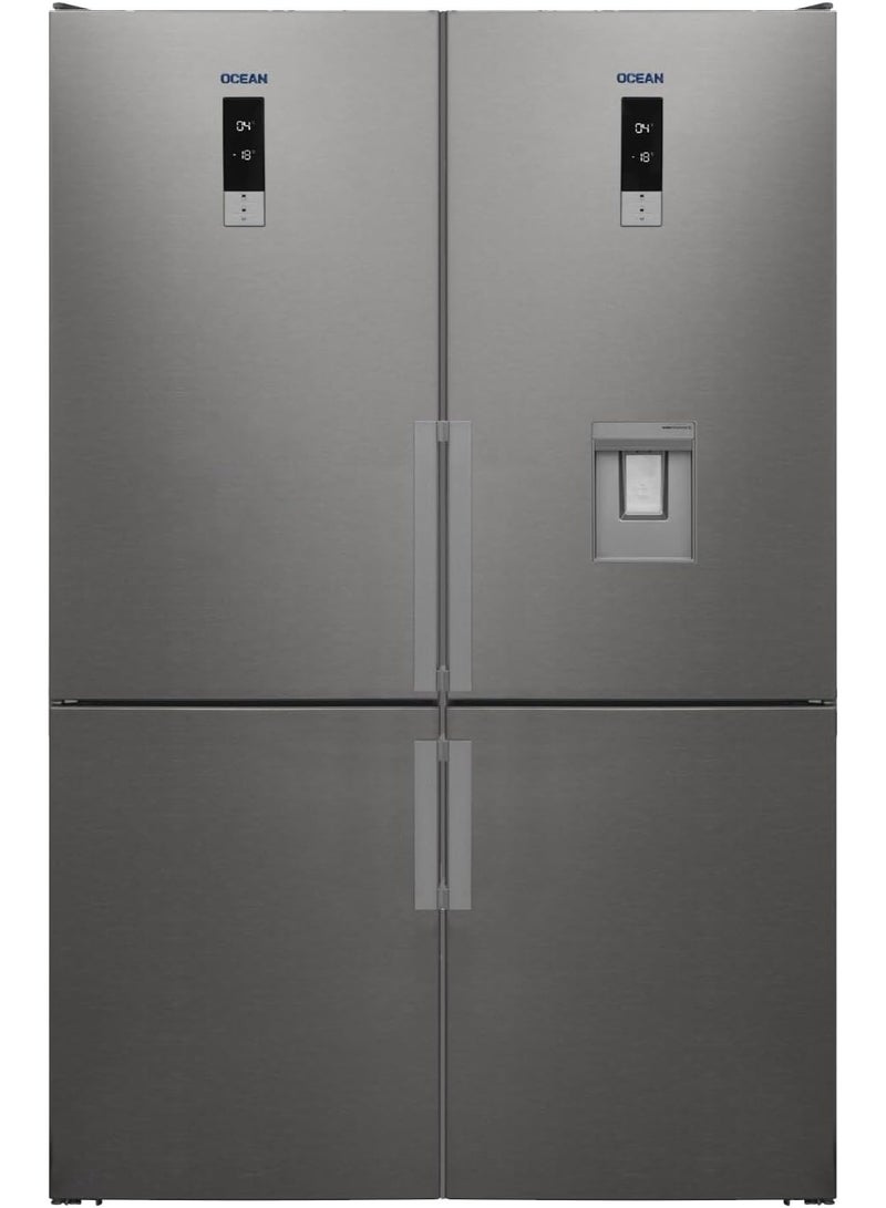 Ocean CNF 4101 TD X A+ CNFR 410 TD X A+ Right Side 6 Drawers Combi Twins Refrigerator, 682 Liters Capacity, Silver - Image 1