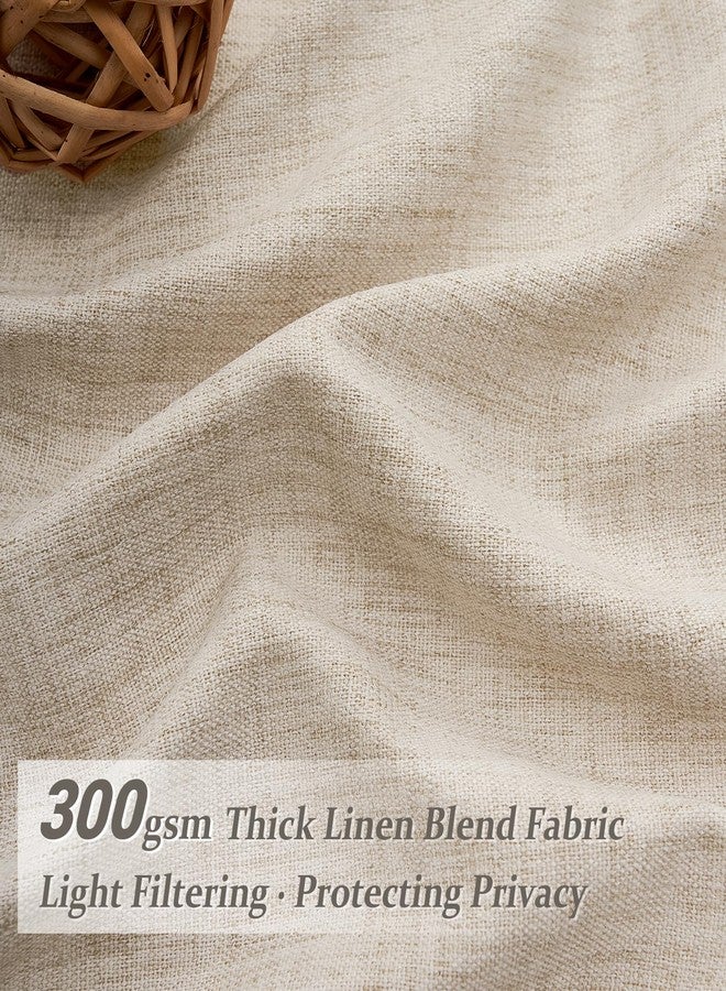 PleatedDrapes Living Room Semi Sheer Curtains 90 Inches Long 2 Panels Set, Natural Thick Linen Pinch Pleated Curtains Taupe Country Rustic Light Filtering Drape with Hooks Ceiling Track for 88inch Window W40 xL90 - Image 2