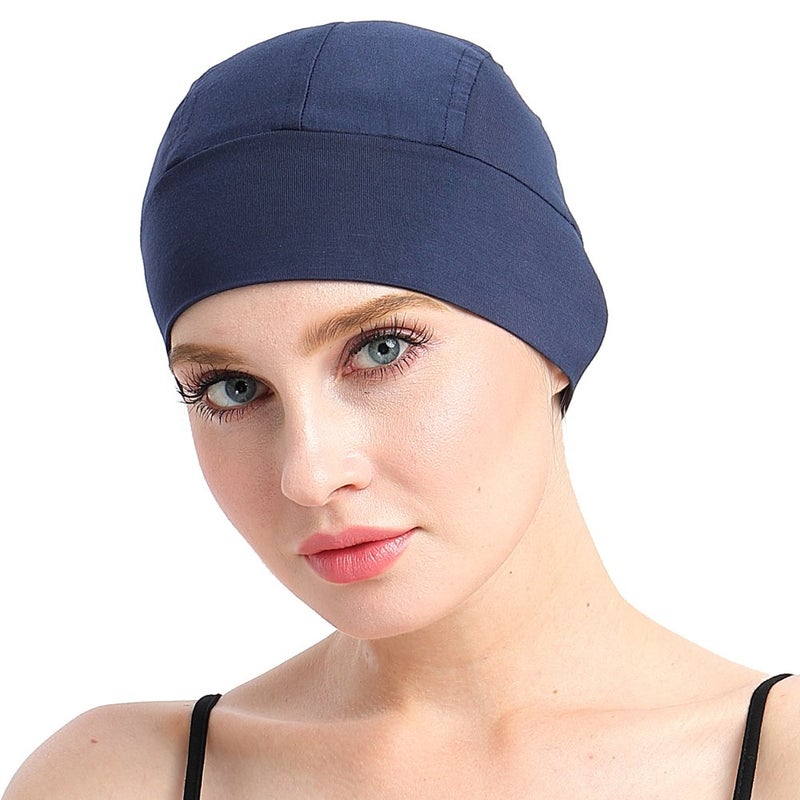 FocusCare for Chemotherapy Women Viscose Headwear for Alopecia Women Navy - Image 3