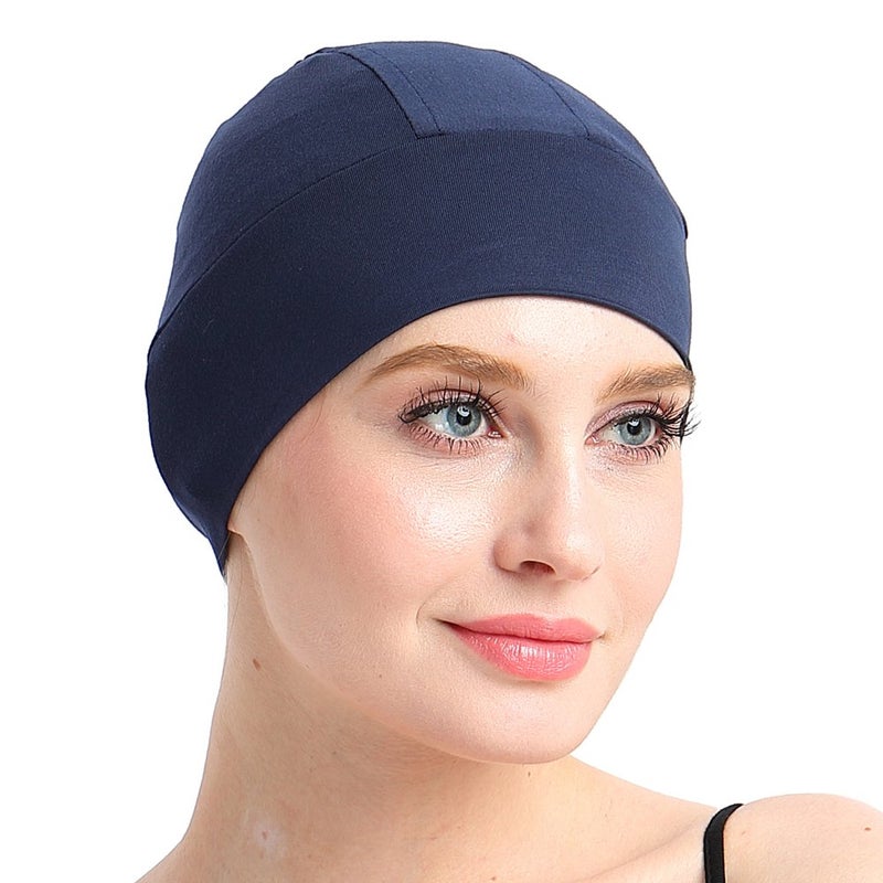FocusCare for Chemotherapy Women Viscose Headwear for Alopecia Women Navy - Image 2