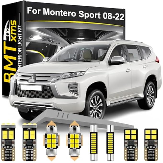 BMT xms طقم إضاءة داخلية LED مكون من 16 قطعة بديلة لسيارة ميتسوبيشي مونتيرو سبورت 2008-2022، لمبات بيضاء باردة 6000 كلفن - Image 1