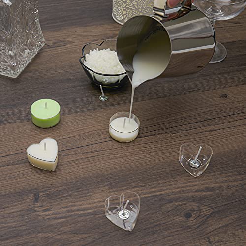 CandMak Tea Light Candle Cups, 50pcs Clear Polycarbonate Plastic Empty TeaLight Mold Tin Container with 50pcs TeaLight Candle Wicks (Circle) - Image 3