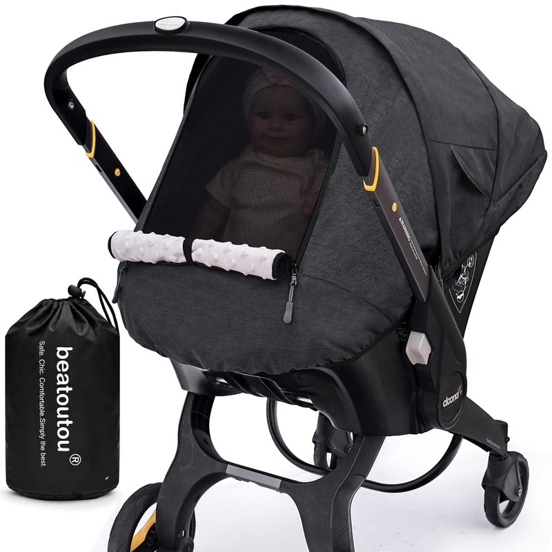 beatoutou Waterproof Baby Car Seat Cover Compatible with Doona Car Seat and StrollerPatented Windproof Car Seat Canopy for Boys Girls Keeps Babies Warm and CozBlack - Image 2