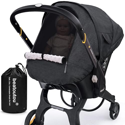 beatoutou Waterproof Baby Car Seat Cover Compatible with Doona Car Seat and StrollerPatented Windproof Car Seat Canopy for Boys Girls Keeps Babies Warm and CozBlack - Image 1