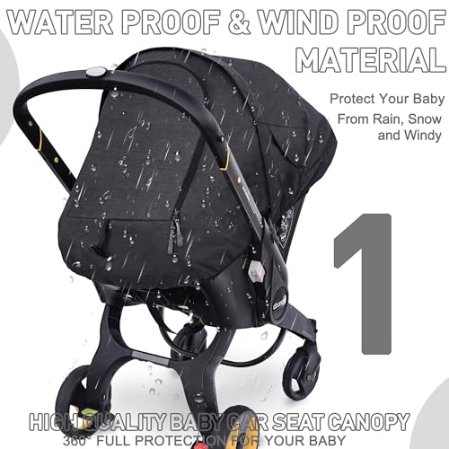 beatoutou Waterproof Baby Car Seat Cover Compatible with Doona Car Seat and StrollerPatented Windproof Car Seat Canopy for Boys Girls Keeps Babies Warm and CozBlack - Image 3