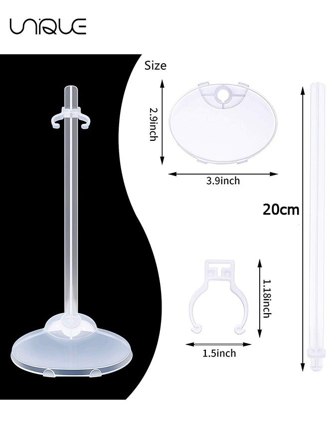يونيك حاملات دمى من 10 عبوات ، حوامل عرض دمية مع مشبك خصر قابل للتعديل ، حامل عرض دمية صغير بلاستيكي شفاف يدعم الدمى من 9 إلى 11 بوصة ، ملحقات دمية لعبة حامل الشكل - Image 2