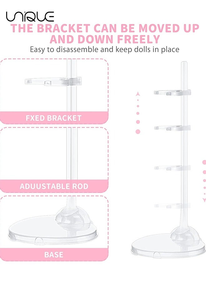 يونيك حاملات دمى من 10 عبوات ، حوامل عرض دمية مع مشبك خصر قابل للتعديل ، حامل عرض دمية صغير بلاستيكي شفاف يدعم الدمى من 9 إلى 11 بوصة ، ملحقات دمية لعبة حامل الشكل - Image 5
