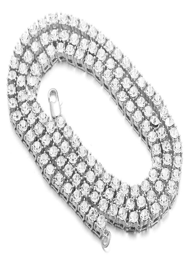 Halukakah Dog Collar Diamond Tennis Chain - Elite - Platinum Plated,Luxurious Diamond Handset and 6MM Thick,Size 18" with a Designer Goldfoil Giftbox,for Decoration Only - Image 4