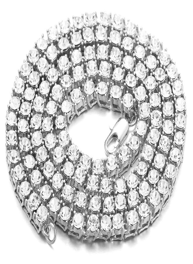 Halukakah Dog Collar Diamond Tennis Chain - Elite - Platinum Plated,Luxurious Diamond Handset and 6MM Thick,Size 18" with a Designer Goldfoil Giftbox,for Decoration Only - Image 2