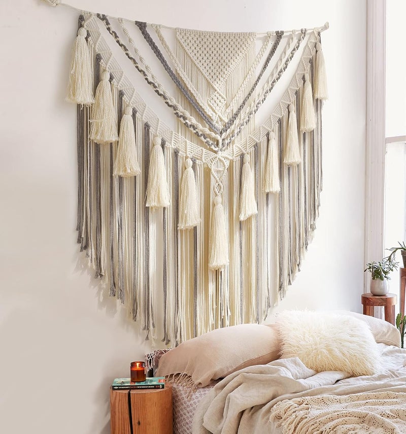 Jakalin All-scene compatible build Hanging Large Macrame Wall Decor Panels Handmade Wall Art Home Living Room Bedroom Decor,47" Wx 55" L Cross product compatible - Image 1