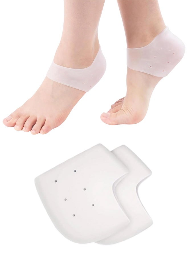 Silicone Heel Protectors - Gel Guard for Women and Men Moisturizing Relief Blister, Cracked Foot, Plantar Fasciitis, Spurs Soft Cushion Support Protective Insert Sleeve(White) - Image 1
