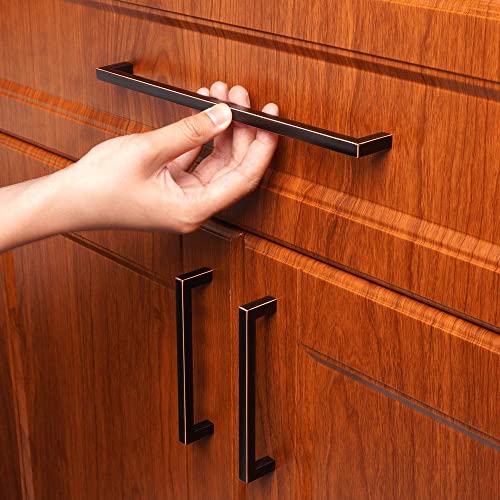KOOFIZO Solid Square Bar Cabinet Handle - Oil Rubbed Bronze Furniture Pull, 10 Inch/256mm Screwhole Distance, 1-Piece for Kitchen Cupboard Door, Bedroom Dresser Drawer, Bathroom Wardrobe Hardware - Image 3