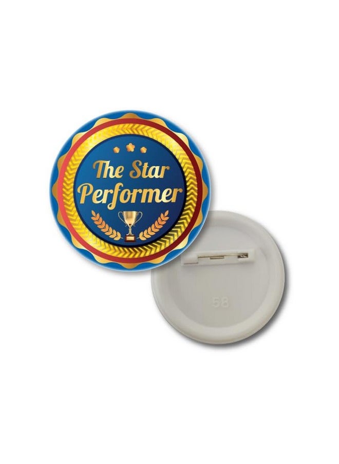 D2c D2C Star Performer Badge - 58MM Round Pin Back Button - Perfect for Office, Schools, Events, and Student Recognition Awards D3 10 Qty  - Image 1