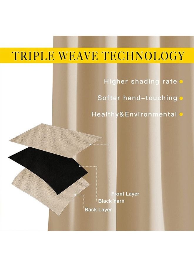 Arabest - 2-Piece Blackout Thermal Window Curtains Beige 100x250cm - Image 1