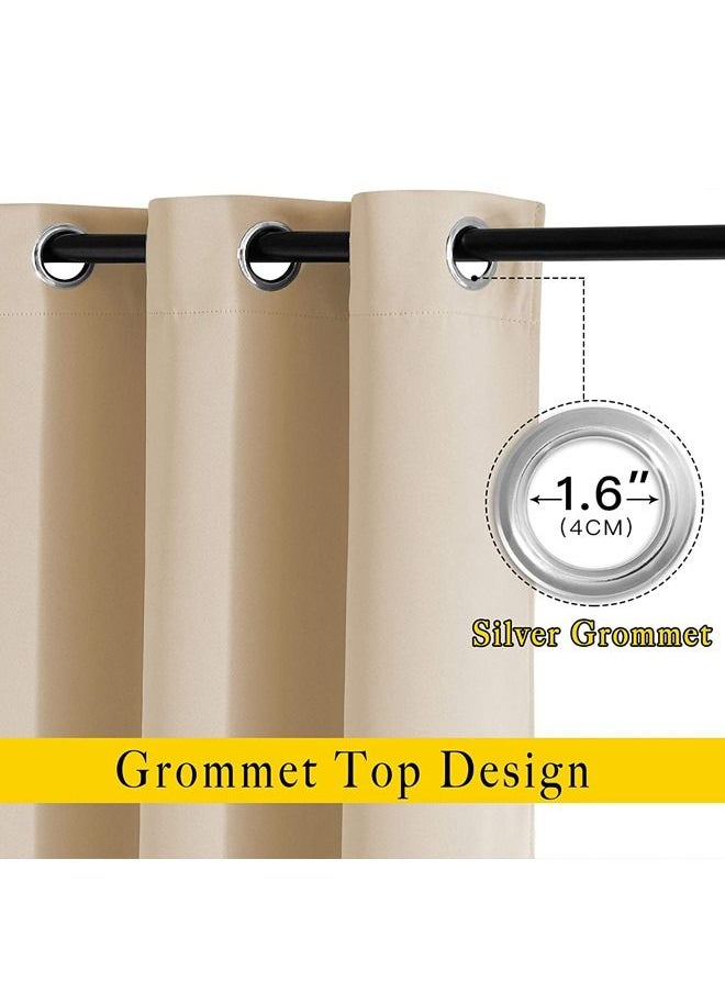 Arabest - 2-Piece Blackout Thermal Window Curtains Beige 100x250cm - Image 1