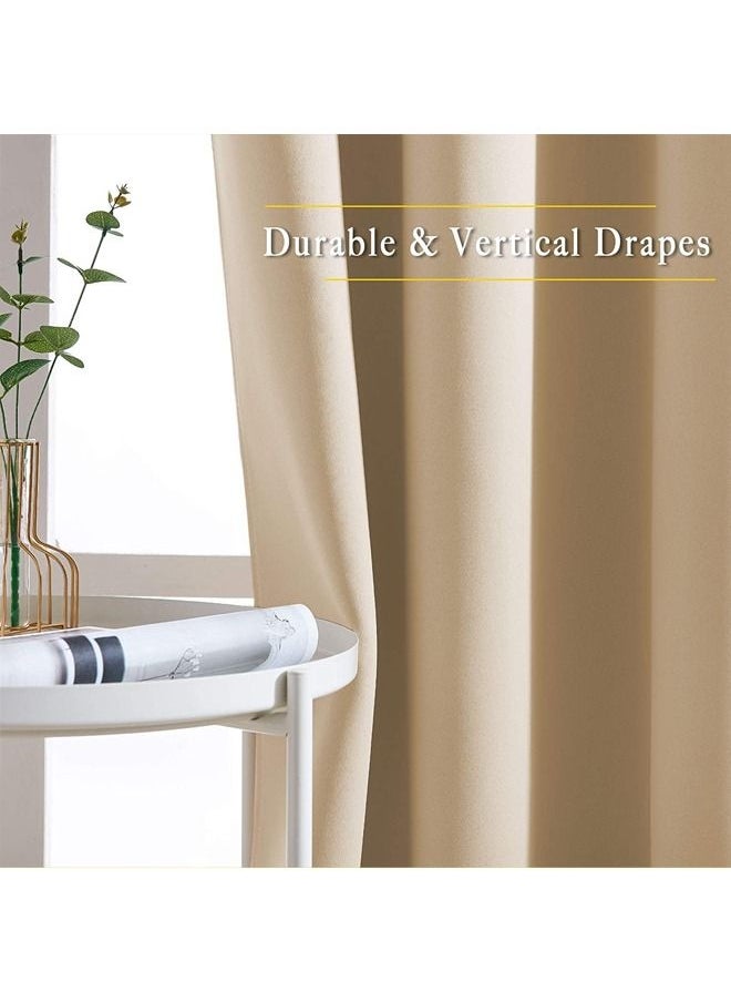 Arabest - 2-Piece Blackout Thermal Window Curtains Beige 100x250cm - Image 1