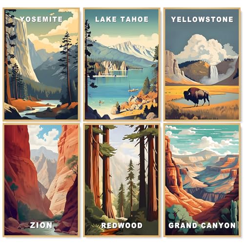 Camocin 6 Pack Paint by Numbers Kit for Adults National Park Adult Paint by Number Kits on Canvas Without Frame for Beginner Mountains Lake Acrylic Oil Painting by Numbers Kits for Home Decor 8 x 12 Inch - Image 1