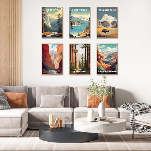 Camocin 6 Pack Paint by Numbers Kit for Adults National Park Adult Paint by Number Kits on Canvas Without Frame for Beginner Mountains Lake Acrylic Oil Painting by Numbers Kits for Home Decor 8 x 12 Inch - Image 3
