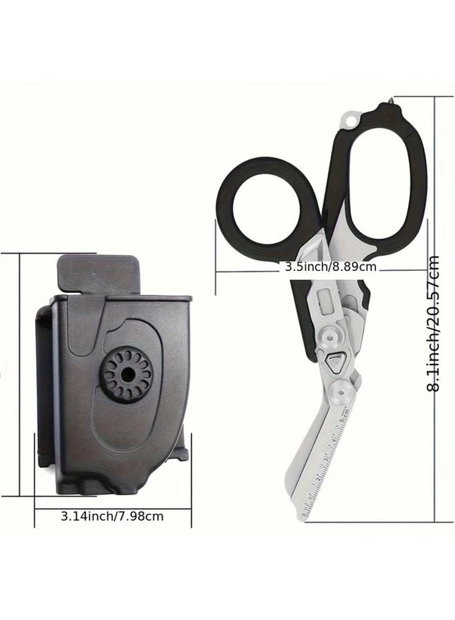 Black 2pcs Tactical Scissors and Sheath Combo Portable Folding EDC Tools Stainless Steel Multi Function Utility Scissors - Image 3