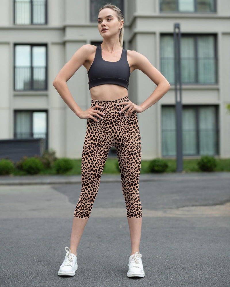 TNNZEET Capri Leggings for Women - Tummy Control Black Leggings with Pockets High Waisted Yoga Pants Workout Cycling Leggings - Image 2
