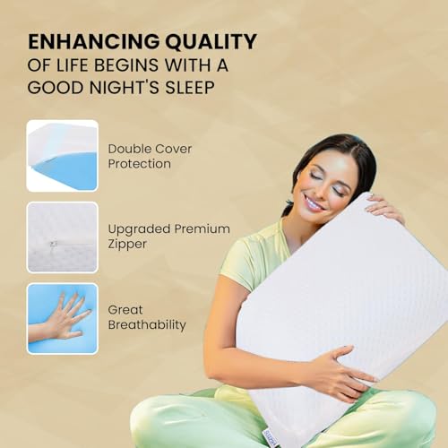 Sleepsia Orthopedic Cooling Gel Memory Foam Pillow | 1 Year Warranty | Cervical Pillows for Spondylitis Neck and Shoulder Pain Relief Support Bed Sleeping (Medium,White) - Image 5