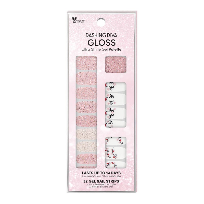 Dashing Diva Gloss Holiday Nail Strips Light Show UV Free Chip Resistant Long Lasting Gel Nail Stickers Contains 32 Wraps 1 Prep Pad 1 File