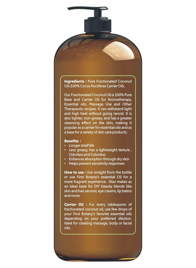 FIRST BOTANY COSMECEUTICALS Fractionated Coconut Oil 16 fl. oz - 100% Natural & Pure MCT Coconut Oil for Hair, Skin,and Aromatherapy Carrier Oil, Massage Oil,Best Skin Moisturizer - Image 3