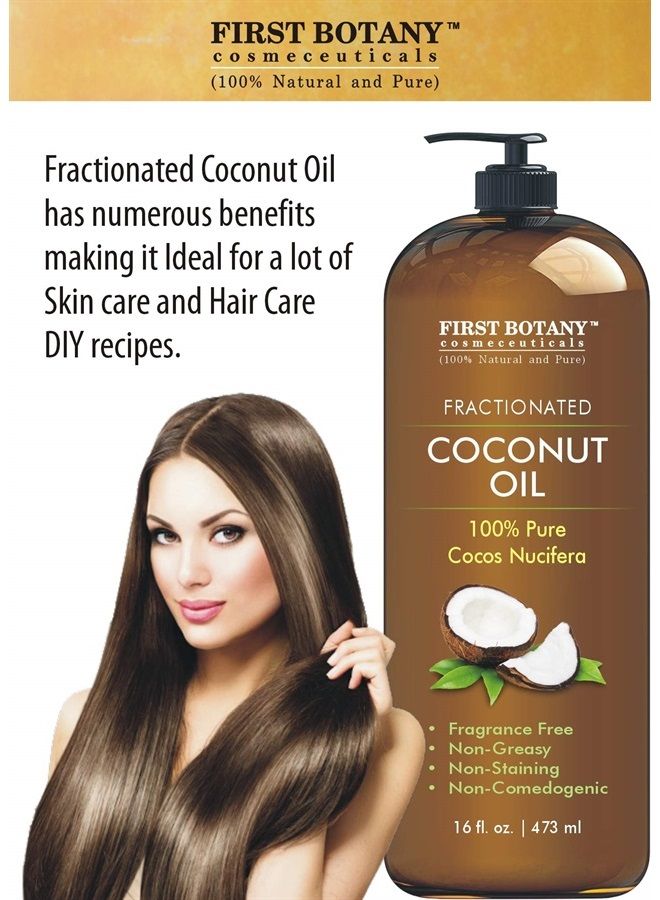 FIRST BOTANY COSMECEUTICALS Fractionated Coconut Oil 16 fl. oz - 100% Natural & Pure MCT Coconut Oil for Hair, Skin,and Aromatherapy Carrier Oil, Massage Oil,Best Skin Moisturizer - Image 5