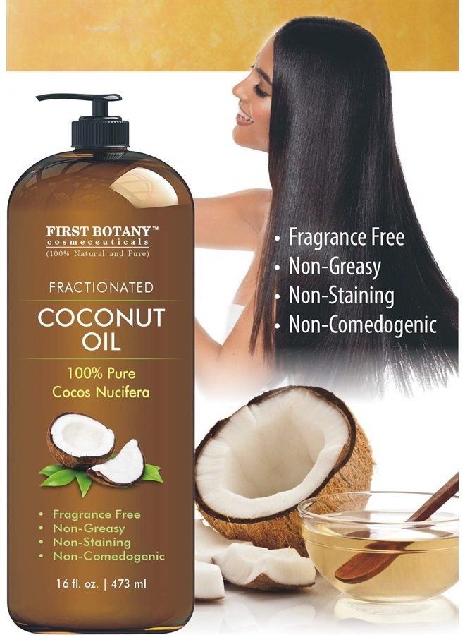 FIRST BOTANY COSMECEUTICALS Fractionated Coconut Oil 16 fl. oz - 100% Natural & Pure MCT Coconut Oil for Hair, Skin,and Aromatherapy Carrier Oil, Massage Oil,Best Skin Moisturizer - Image 4
