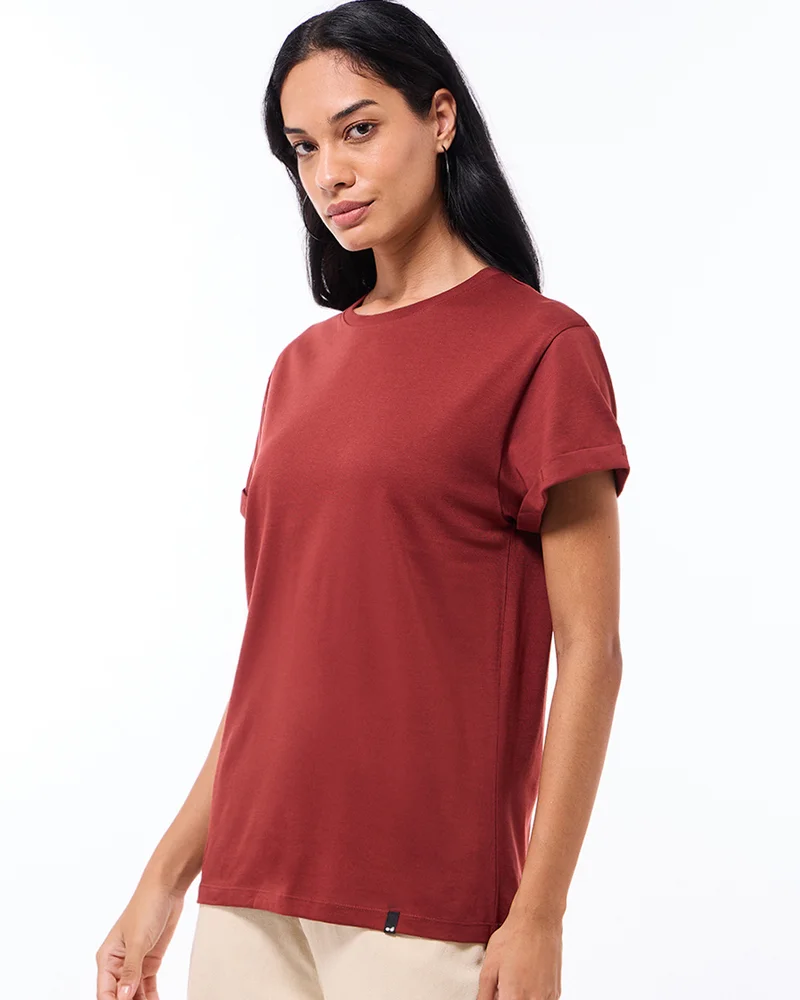 bewakoof Women's Brick Red Boyfriend T-shirt