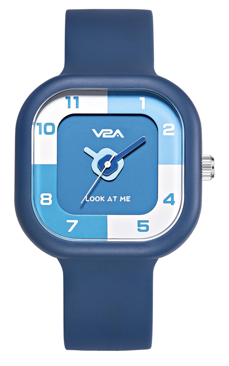 V2A Analog Cute Design Watch for Kids Unisex-Child Between 4 to 13 Years of Age Square Printed Dial with Blue Band 30 M Waterproof Watches for Boys and Girls Aged 4 5 6 7 8 9 - Image 1