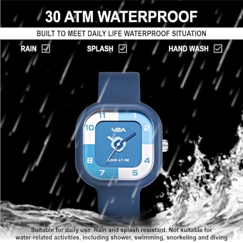 V2A Analog Cute Design Watch for Kids Unisex-Child Between 4 to 13 Years of Age Square Printed Dial with Blue Band 30 M Waterproof Watches for Boys and Girls Aged 4 5 6 7 8 9 - Image 5