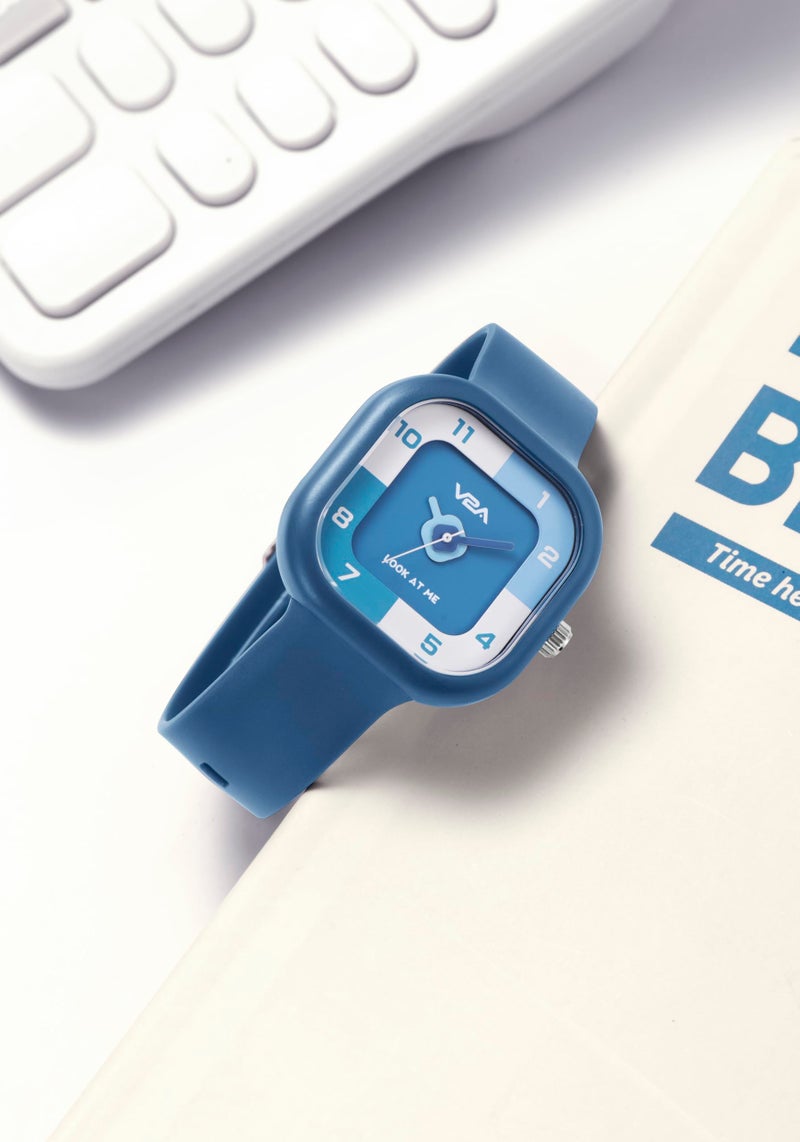 V2A Analog Cute Design Watch for Kids Unisex-Child Between 4 to 13 Years of Age Square Printed Dial with Blue Band 30 M Waterproof Watches for Boys and Girls Aged 4 5 6 7 8 9 - Image 2