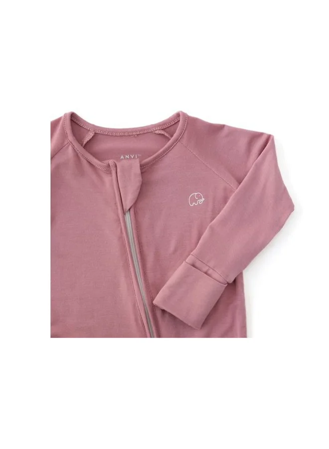 Anvi Baby Organic Zipper Romper  Lilac  95% Bamboo 5% Spandex 6 to 12 months