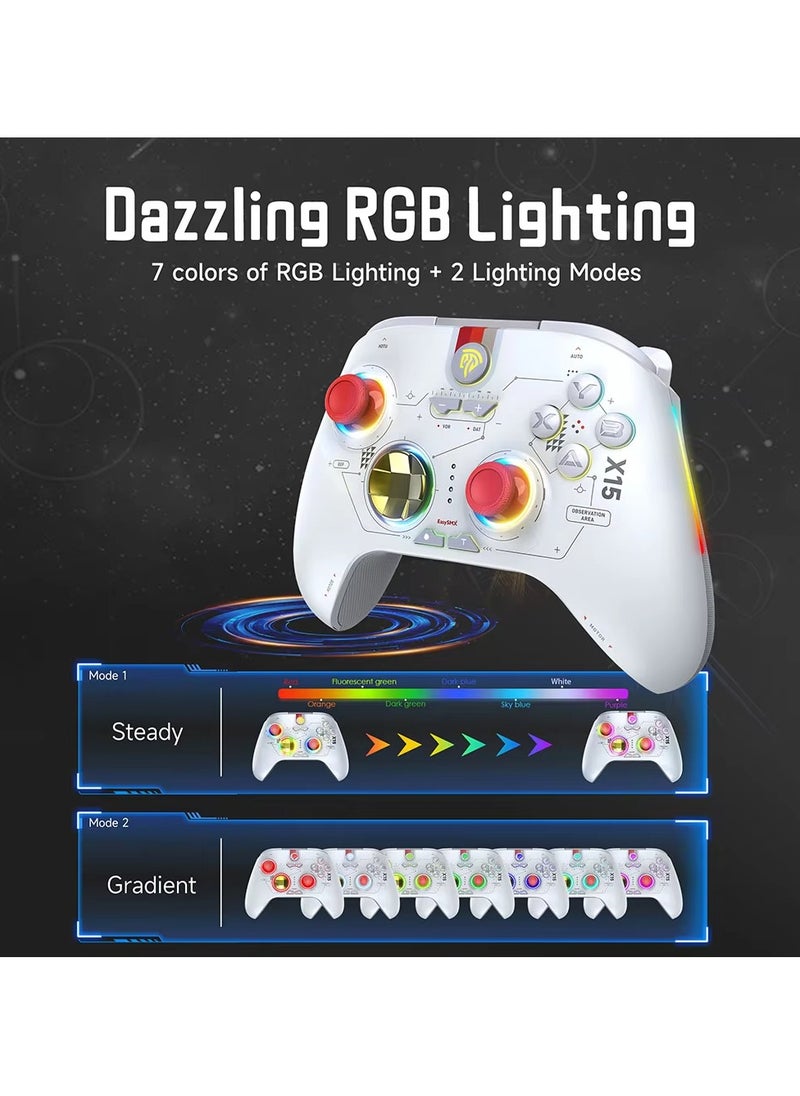 X15 Wireless Gamepad, RGB Bluetooth Gaming Controller Compatible with PC/Switch/Phone/TV,Hall Effect