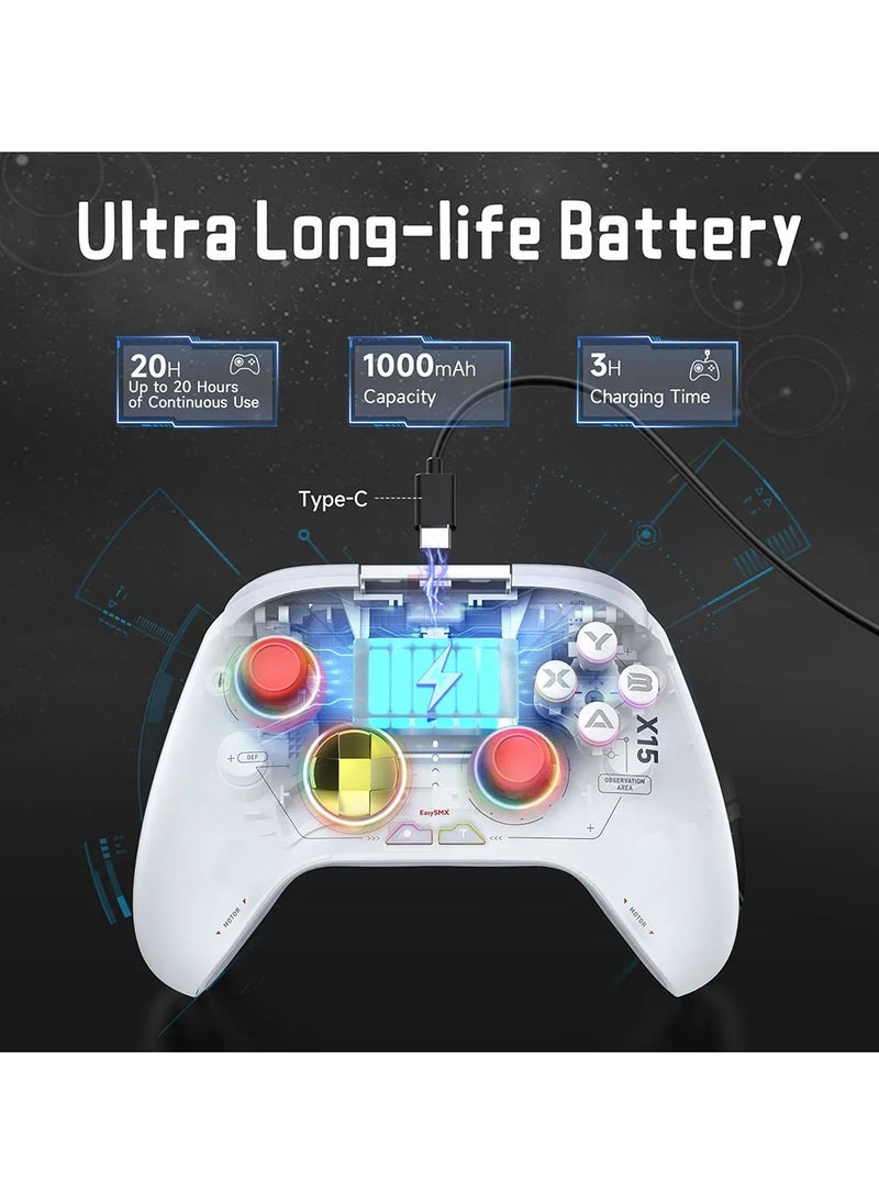 X15 Wireless Gamepad, RGB Bluetooth Gaming Controller Compatible with PC/Switch/Phone/TV,Hall Effect