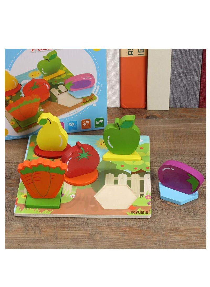 Kabi Wooden fruit and vegetables puzzle in many colors and shapes - Image 2