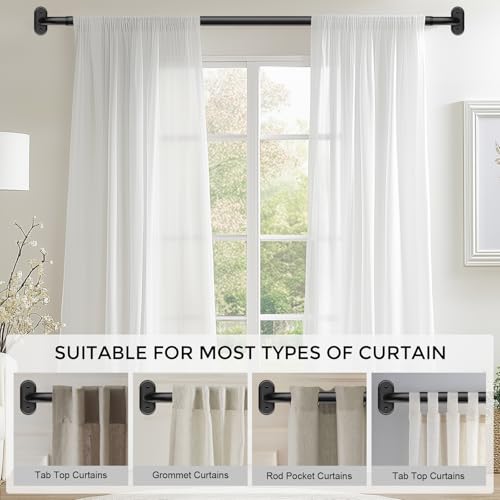 JRZOO Wrap Around Curtain Rods Black, Blackout Heavy Duty Curtain Pole for Windows 72 to 144 Inch, 1" Decorative Room Darkening Curved Modern Drapery Rod (Matte Black/Unique Design/All Metal) - Image 4