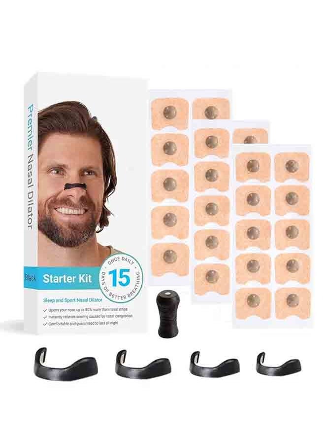 Beauenty Breathing Nasal Strip Starter Kit (15 Count, Black) – Extra Strength Snoring Solution to Boost Oxygen, Reduce Snoring, and Improve Sleep – Sweat-Resistant and Skin-Friendly Design  - Image 1