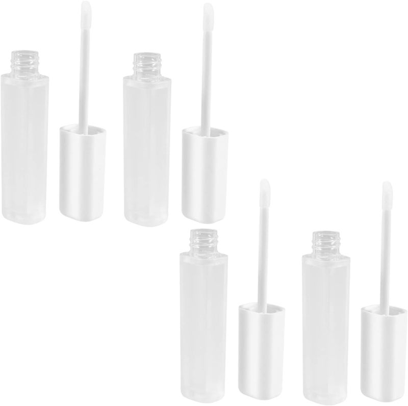 4 Pack Square Frosted Lip Gloss Bottles 6ml Lip Tube Cap Diy Makeup Subpackaging Container Set - Image 1
