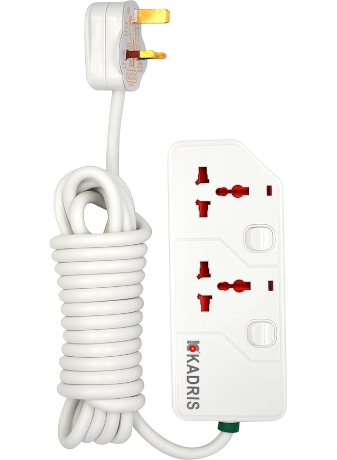 promass KD1602S 2-Way Heavy Duty Extension Cord, 4 Meter Length, White - Image 1