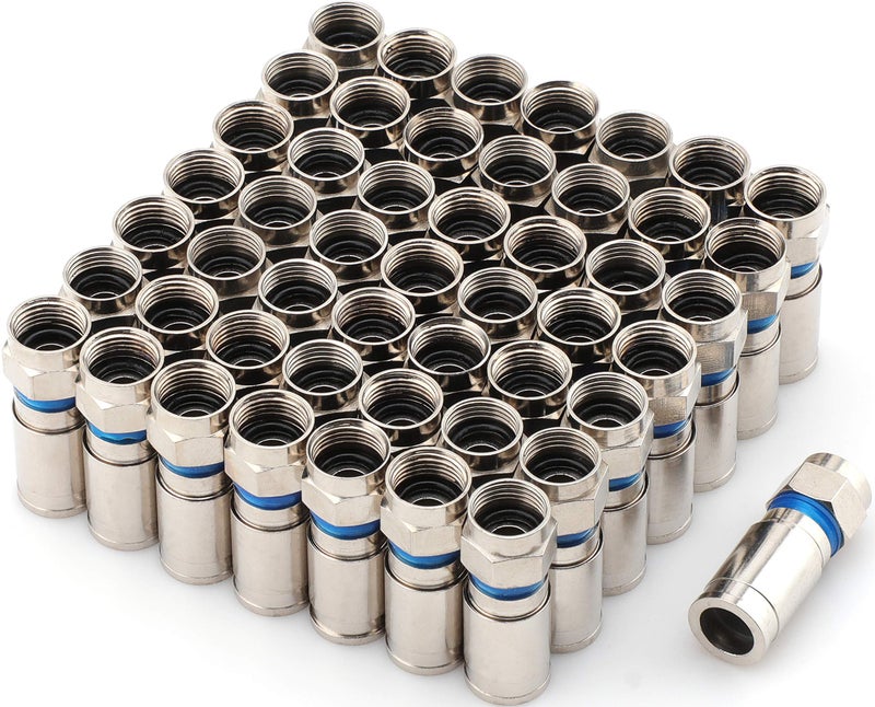 PASOW Compression RG6 F Connector Coax Coaxial Adapter Plug for Satellite Cable TV 50 Pack