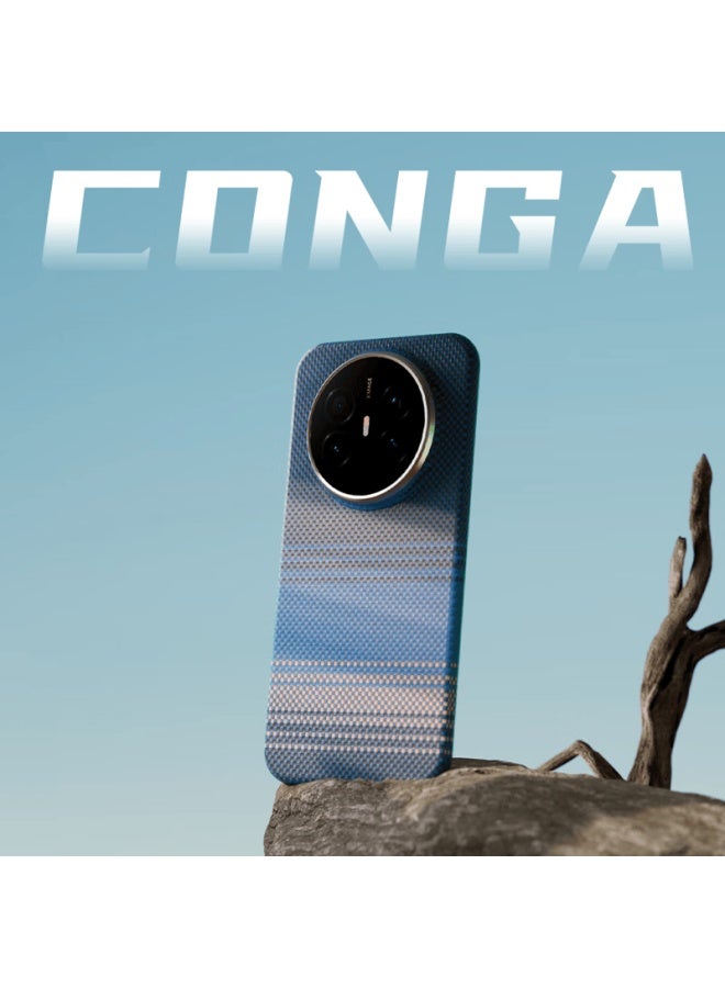 Conga Huawei Mate70 Air Kevlar Aramid Fiber Protective Case Full Coverage Ultra-thin Hard Shell Shockproof Cooling Magnetic Metal Ring Fire